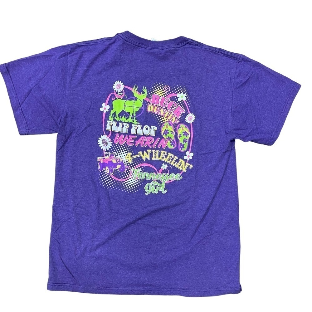 Fruit of the Loom Tennesee Girl Purple T-Shirt Size Medium Buck flip flop 4wheel